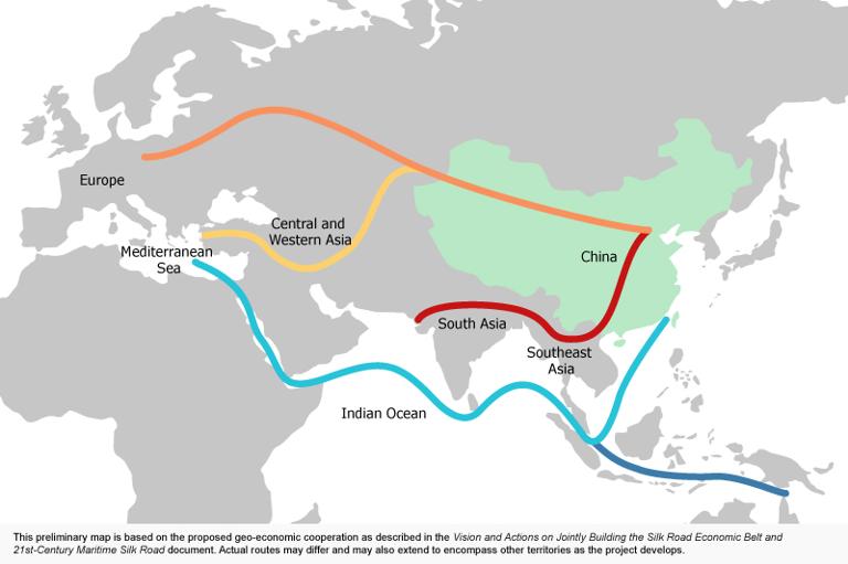 The Belt and Road Initiative Aims to Connect Asia, Europe and Africa Along Five Routes